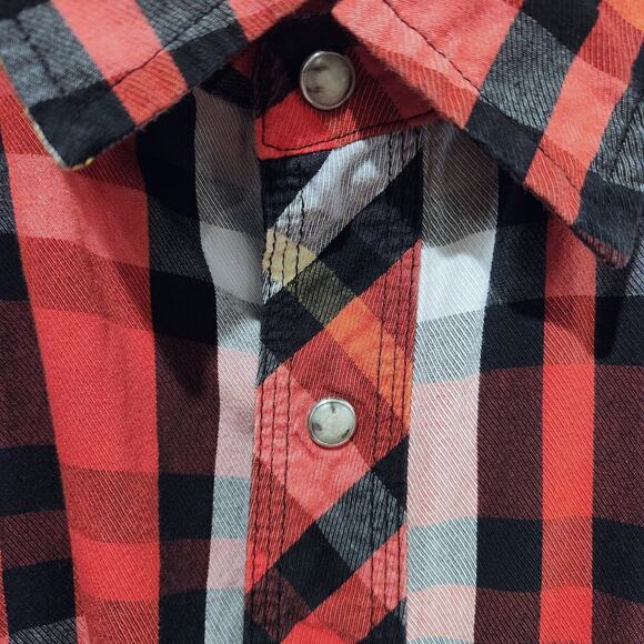 Vintage Rocawear Red Black Plaid Pearl Snap Button Up Shirt Size 4X Streetwear - Picture 2 of 9